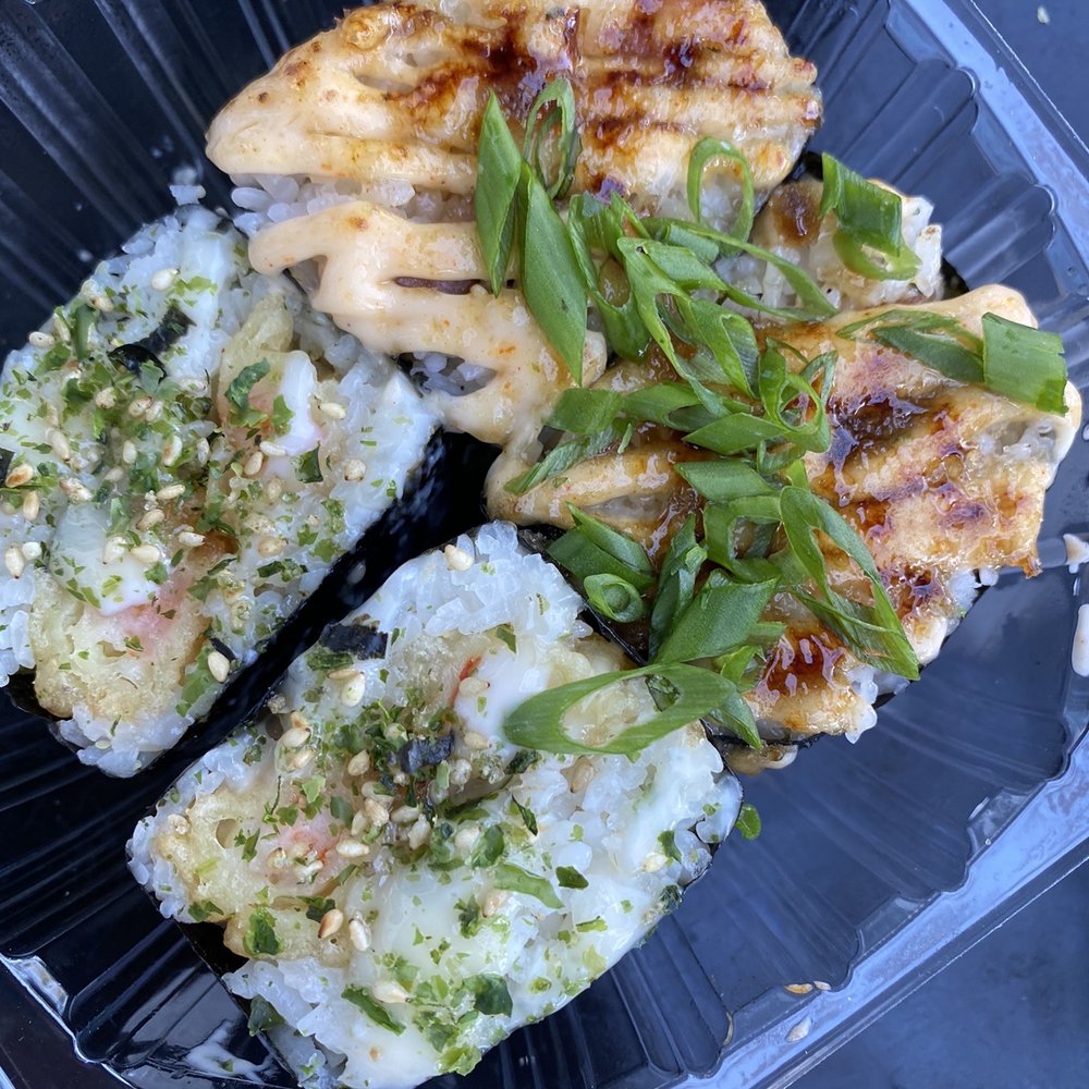 Shootz - Spam Brulee Musubi and Honey Coconut Shrimp Musubi - Hawaiian Near Me - Stanton, California Shootz - Spam Brulee Musubi and Honey Coconut Shrimp Musubi - Hawaiian Near Me - Stanton, California