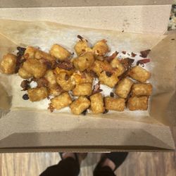 Domino's Pizza - This is what my loaded tots looked like on delivery. No cheese, no cheese, no sauce and over 50 minutes late so very cold. .