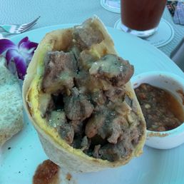 Filet mignon burrito, very refried bean heavy. Under seasoned