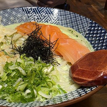 Udon Mugizo - Salmon Spinach Cream Sauce Udon - Japanese Near Me - San Francisco, California Udon Mugizo - Salmon Spinach Cream Sauce Udon - Japanese Near Me - San Francisco, California
