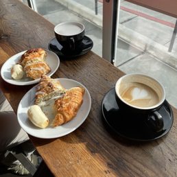 chai and lavender lattes plus split ham and cheese croissant and lemon poppyseed scone. Perfection! chai and lavender lattes plus split ham and cheese croissant and lemon poppyseed scone. Perfection!