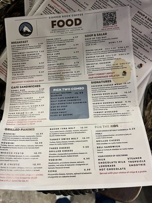 Menu photo 1 Copper Rock Coffee Company Appleton, WI