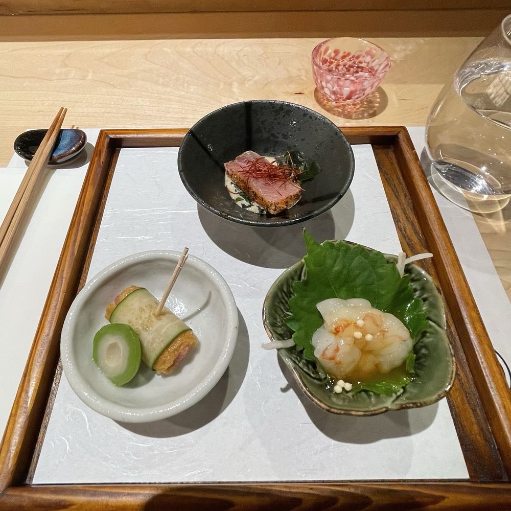Sumo Omakase - Bottom left is the Japanese young peach (looks like an olive). - Sushi Bars Near Me - Las Vegas, Nevada Sumo Omakase - Bottom left is the Japanese young peach (looks like an olive). - Sushi Bars Near Me - Las Vegas, Nevada
