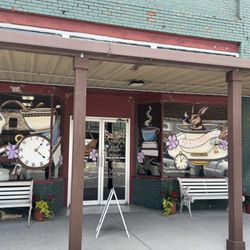 Victorian Lady Tea Room - Storefront of the Brass Rabbit formerly The Victoria Tearoom.
