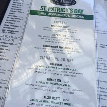 Yard House - Special St. Patrick's Day menu. - Bars Near Me - Roseville, California