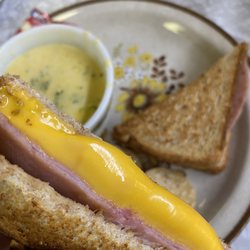 Lipka's Drug Store - Hot ham & cheese sandwich with a cup of broccoli cheddar soup