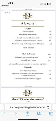 Menu photo 1 l'Atelier de Candale Saint Laurent Des Combes, 33