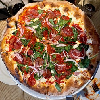 Tucci's Pizza - DUVAL - Pepperoni / Spinach / Red Onions / Mozzarella / Tomato Sauce $26.95 and worth every cent. - Pizza Near Me - Boca Raton, Florida Tucci's Pizza - DUVAL - Pepperoni / Spinach / Red Onions / Mozzarella / Tomato Sauce $26.95 and worth every cent. - Pizza Near Me - Boca Raton, Florida