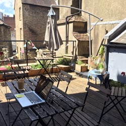Turl Street Kitchen - Terrace! Second story through a cute set of doors. Limited seating, but overall clean and shabby chic.