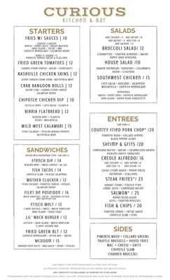 Menu photo 5 Curious Kitchen and Bar Senoia, GA