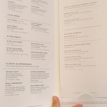 Starbucks Reserve - Menu - 2019-03-17 - Coffee & Tea Near Me - Vancouver, British Columbia