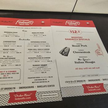 Fedoroffs Roast Pork - Menu - Sandwiches Near Me - Brooklyn, New York