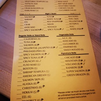 eSushi - Lunch AYCE menu - Japanese Near Me - Mt Prospect, Illinois