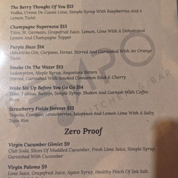 Tempo Kitchen & Bar - Drink menu - New American Near Me - Gilroy, California