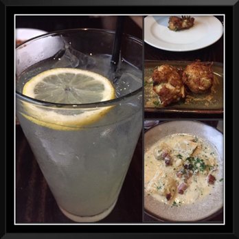 The Manship Wood Fired Kitchen - Clockwise from left:  Porch Swing Crab Beignets Rabbit Ravioli - New American Near Me - Jackson, Mississippi