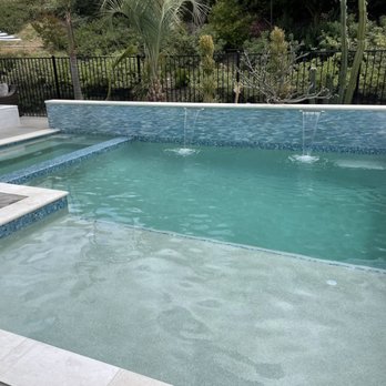 BP Water Concepts - Custom pool and spa with beautiful glass tile wall back. - Pool & Hot Tub Service Near Me - Fallbrook, California BP Water Concepts - Custom pool and spa with beautiful glass tile wall back. - Pool & Hot Tub Service Near Me - Fallbrook, California