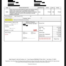 Invoice to show what they fixed