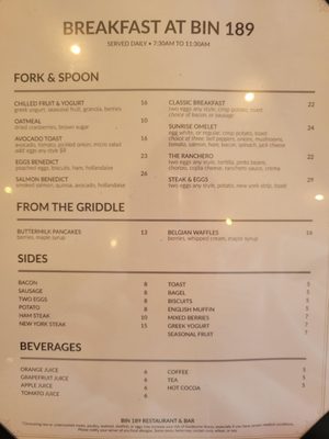 Menu photo 4 Bin 189 Lake Arrowhead, CA