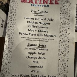 Kids menu Kids menu