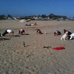 Plank Core hold at the beach in our afternoon class.