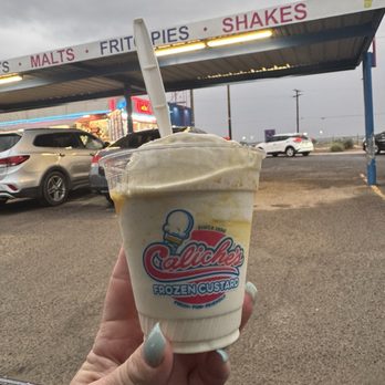 Caliche's Frozen Custard - The product I received as I left drive through after ordering butter pecan caliche - Ice Cream & Frozen Yogurt Near Me - Las Cruces, New Mexico Caliche's Frozen Custard - The product I received as I left drive through after ordering butter pecan caliche - Ice Cream & Frozen Yogurt Near Me - Las Cruces, New Mexico
