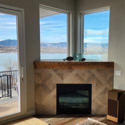 Landmark Royal - Completed drywall around windows and ceiling, shelf and mantle, tiling around fireplace.