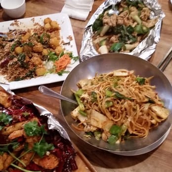 Spices 3 - The friedshrimp, yummy vegan noodles n garlic tofu, Spices used for which was good bt chicken sud hav been cooked more. - Szechuan Near Me - Oakland, California
