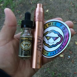 VapenOut - My first setup!  Copper AmeraVape Buster Mod Doge v2 RDA  Cosmic Fog "Milk & Honey" Juice Cosmic Fog sticker