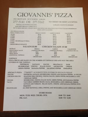 Menu photo 2 Giovanni's Pizza Lorain, OH