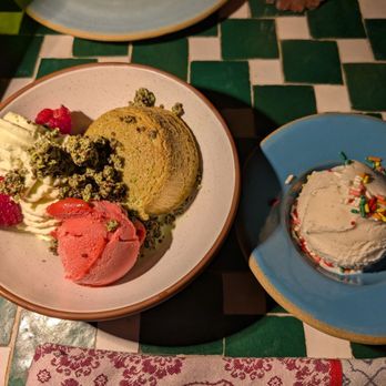 Valley Goat - Matcha tres leches and vanilla sorbet - New American Near Me - Sunnyvale, California