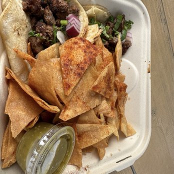 Saenz Ohana Breakfast - Steak tacos and yummy fresh chips - Breakfast & Brunch Near Me - Princeville, Hawaii