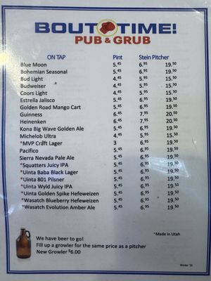 Menu photo 1 Bout Time Pub & Grub West Jordan, UT Menu photo 1 Bout Time Pub & Grub West Jordan, UT