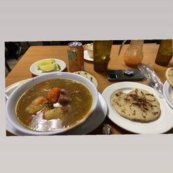El Atlakat Restaurants - Sopa de res and papusa