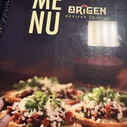 Origen Mexican Cuisine - Menu cover