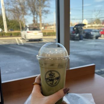 Cozy Cup - Iced Matcha Latte with Oat Milk and Honey - Coffee & Tea Near Me - East Brunswick, New Jersey Cozy Cup - Iced Matcha Latte with Oat Milk and Honey - Coffee & Tea Near Me - East Brunswick, New Jersey