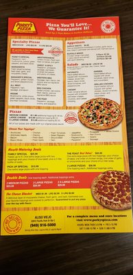 Menu photo 1 Porky's Pizza Aliso Viejo, CA Menu photo 1 Porky's Pizza Aliso Viejo, CA