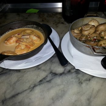 Cha Cha Cha - Cajun Shrimp on the left(in a spicy cream sauce) and Sauteed Mushrooms on the right(with sherry wine, fresh herbs & garlic) - Caribbean Near Me - San Francisco, California