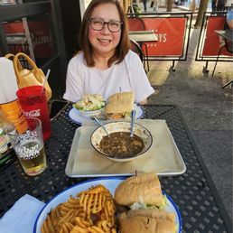 Roast beef po boy and seafood gumbo Roast beef po boy and seafood gumbo