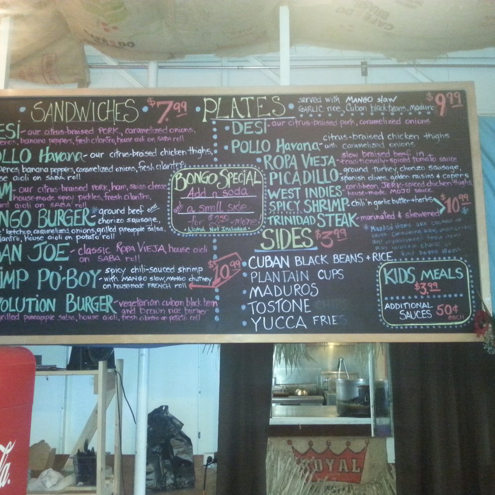 Bongos - Menu board - Cuban Near Me - Seattle, Washington
