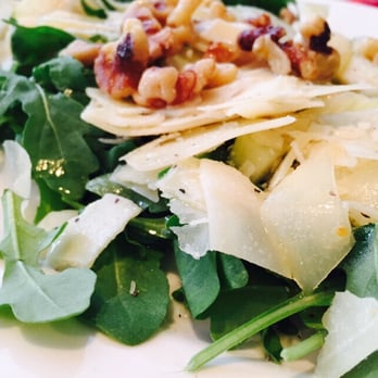 Bottega Fiorentina - Arugula & pear salad: with walnuts, parmigiano, lemon olive oil. - Italian Near Me - Brookline, Massachusetts Bottega Fiorentina - Arugula & pear salad: with walnuts, parmigiano, lemon olive oil. - Italian Near Me - Brookline, Massachusetts