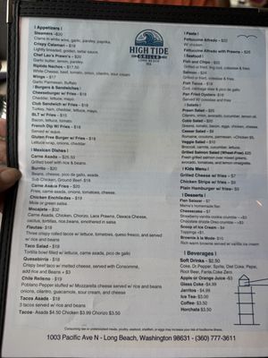 Menu photo 3 High Tide Grille Long Beach, WA Menu photo 3 High Tide Grille Long Beach, WA