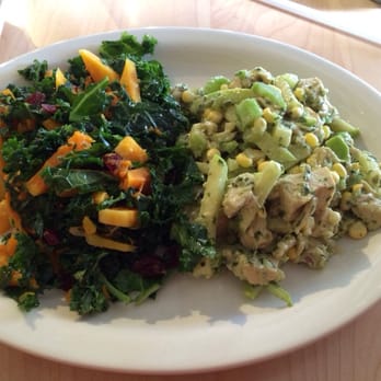 MetroFresh - (L) Marinated kale with butternut squash, mint, and fried cranberries; (R) No-mayo chicken salad with celery, basil, and corn. - Soup Near Me - Atlanta, Georgia MetroFresh - (L) Marinated kale with butternut squash, mint, and fried cranberries; (R) No-mayo chicken salad with celery, basil, and corn. - Soup Near Me - Atlanta, Georgia