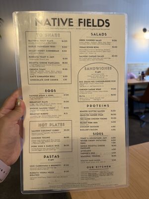 Menu photo 2 Native Fields Walnut, CA