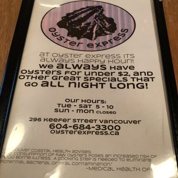 Oyster Express - Menu - Seafood Near Me - Vancouver, British Columbia