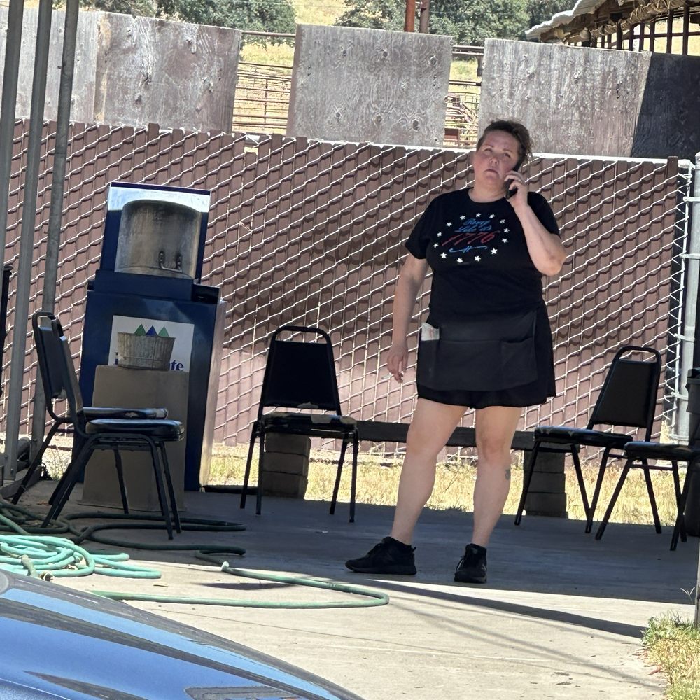 I asked her my ESA dogs lunch inside with me, and she said okay if service dogs and must under the table and leashed on I asked her my ESA dogs lunch inside with me, and she said okay if service dogs and must under the table and leashed on