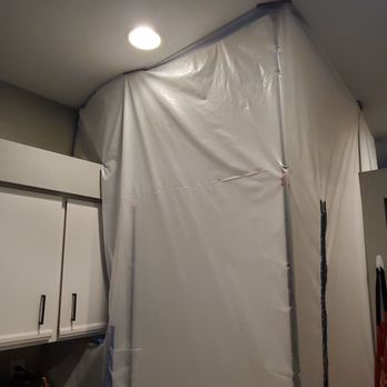 Peets Express Restoration - Dehumidifier operation in kitchen, following ceiling removal. Two dehumidifiers and two fans running over the weekend. No mold discovered. - Damage Restoration Near Me - Carmichael, California