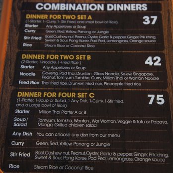 Million Thai - Combination dinners - Thai Near Me - Edmonton, Alberta