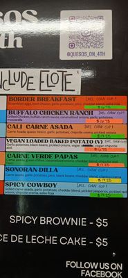 Menu photo 2 Quesos on 4th Tucson, AZ