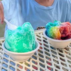 Sasquatch Shave Ice - Melona and rainbow flavors. This doesn't give justice to the actual size of the "small" size since we had already dug into these ones.