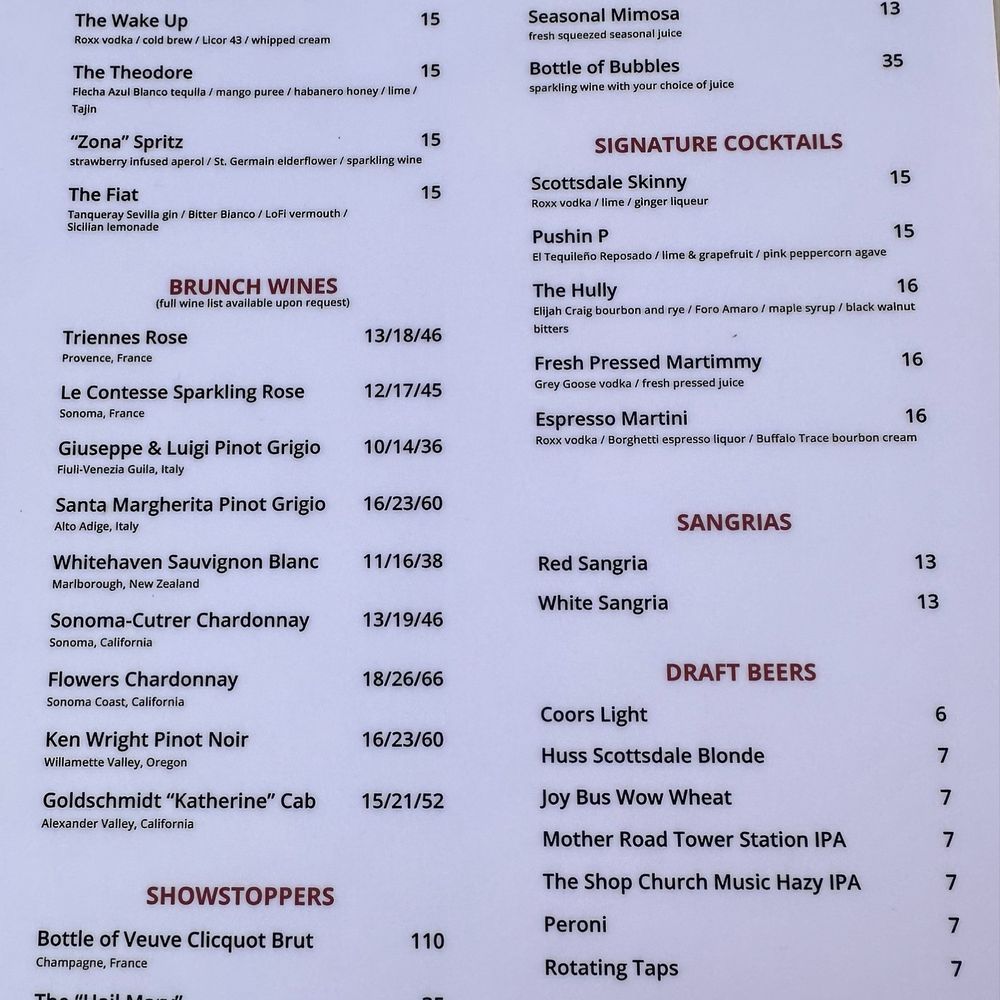 Thompson 105 - Drink menu - Italian Near Me - Scottsdale, Arizona Thompson 105 - Drink menu - Italian Near Me - Scottsdale, Arizona